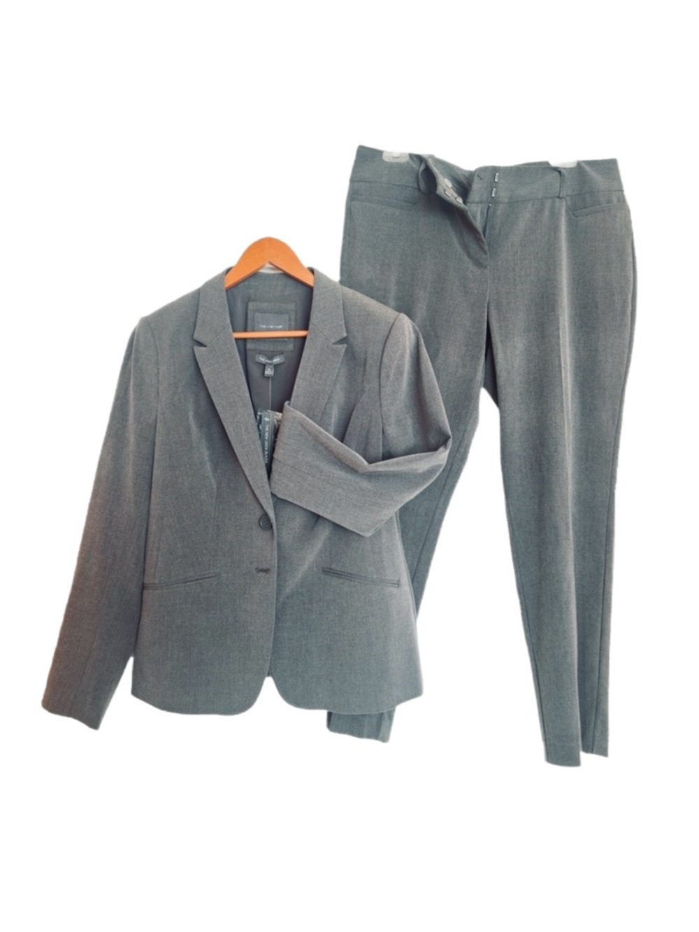 #85 THE LIMITED ~ The New Drew Gray 2-Piece Suit Set Straight Leg Jacket Lined